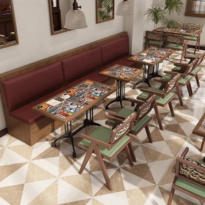 Muebles de Restaurante Comerciales al por Mayor, Estilo <span class=keywords><strong>Retro</strong></span> para Cafetería, Cafés y Catering, Cabinas Modulares, Juego de Mesas y Sillas para Comedor - Product Image 3