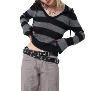 Prix d'usine, sweats à capuche tricotés à rayures fumées, de haute qualité, avec logo personnalisé, mode décontractée, confortables - Product Image 1