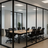 Modern Frameless Clear Transparent Glass Partition Wall Sound Absorption for Office School Warehouse Workshop-Movable Modular