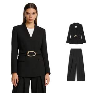 Blazer et pantalon pour femme, style commuter, nouvelle collection printemps, avec ceinture à boucle - Product Image 1