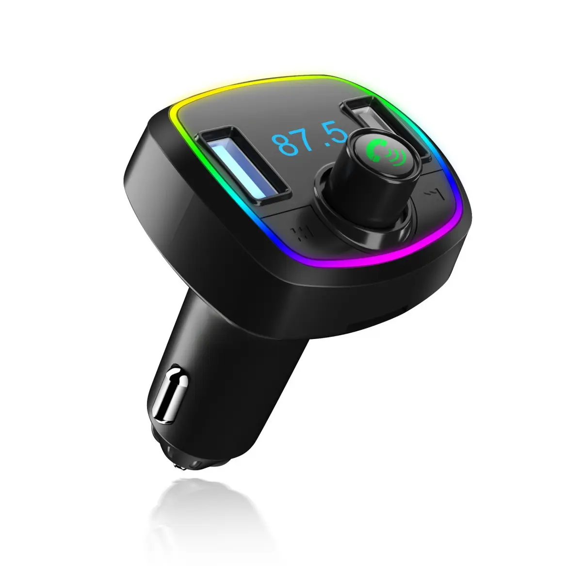 New Colored Light Car MP3 Player Car Phone Charger Adapter for iPhone/Android Phones FM Emitter Bluetooth Dual USB Car Charging