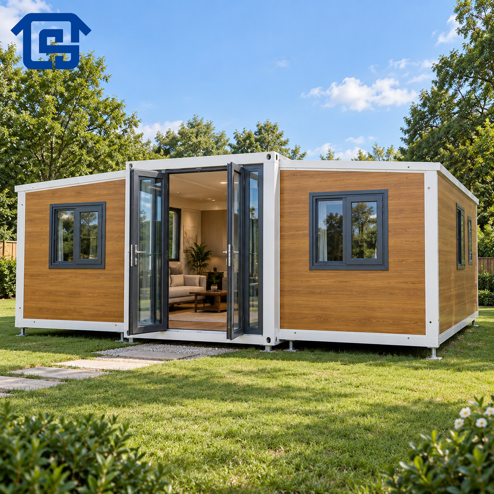 Modular Container House with Garage and Living Room, Double Wing ...