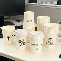 Gobelets en papier PLA biodégradables à paroi simple, enduits de PE de qualité alimentaire, de 8 à 20 oz, avec couvercle, pour café à emporter - Personnalisables OEM