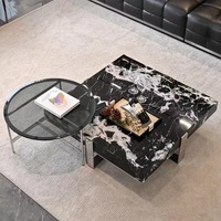 Fabricant de Foshan, ensembles de meubles de salon en acier de haute qualité, table basse moderne de luxe avec plateau en marbre
