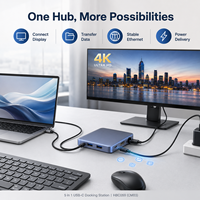 Hub USB C 5 en 1 con Gigabit Ethernet RJ45, HDMI 4K 60Hz, PD de 100W, Estación de Acoplamiento Tipo C, Adaptador de Aluminio para MacBook y Laptop