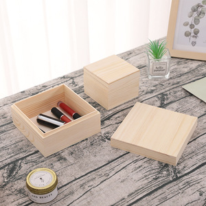 Wooden Desktop Storage <b>Box</b> Square With Lid Jewelry Organizer Decorative Storage Boxes - Product Image 2