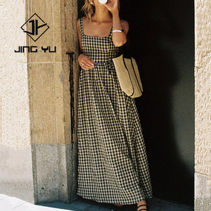 Design Check Long Dress ASOS DESIGN High Neck Shirred Maxi Dress With  Dropped Waist In Plaid