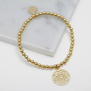 De acero inoxidable de alto pulido bola de oro con cuentas <span class=keywords><strong>pulsera</strong></span> de la boda <span class=keywords><strong>novia</strong></span> - Product Image 2