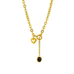 สร้อยคอแฟชั่นสแตนเลส พร้อมจี้รูปหัวใจแบบโซ่หยาบโลหะสแตนเลส ประดับพู่รูปวงรี และตัวล็อคแบบ OT - Product Image 5