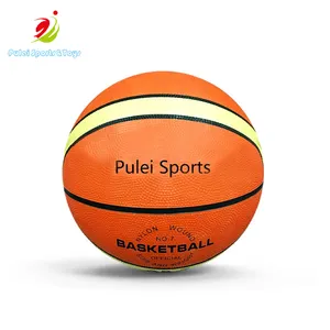 Puleiホット販売カラフルなゴム製バスケットボールカスタム印刷ロゴゴム製バスケットボールボール