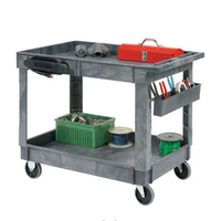 Carrito de Servicio Industrial de Dos Niveles para Almacenamiento de Herramientas, Carro de Plástico con Ruedas de 5 Pulgadas, 40'' de Largo x 26'' de Ancho x 33'' de Alto, Capacidad de 500 LB