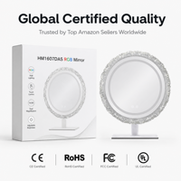 Miroir de Maquillage Intelligent LED RGB Rond avec Anneau Lumineux pour Chambre à Coucher, Décoration de Bureau Professionnelle