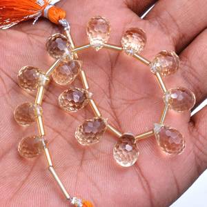Perles concaves en citrine naturelle, forme goutte d'eau, coupe nid d'abeille, pierres précieuses de 7x10 mm à 8x12 mm - Product Image 6