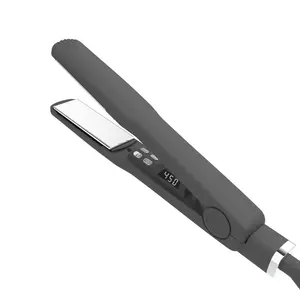 Custom Rubber Oil Coating Titanium Flat Iron Fast Heating 1 Inch Plates Hair Straightener With Dual Voltage LCD Display