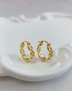 Серьги Lerca оптом, на заказ, из настоящего золота 18 карат, массивные серьги-кольца, ювелирные изделия, модные женские серьги - Product Image 1