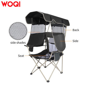 Chaise pliante de camping Woqi, structure en aluminium, tissu Oxford gris, chaise de jardin d'extérieur avec porte-gobelet et poche de rangement - Product Image 4