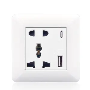 factory supply 13A 16A multi-purpose universal outlet socket USB type-c socket