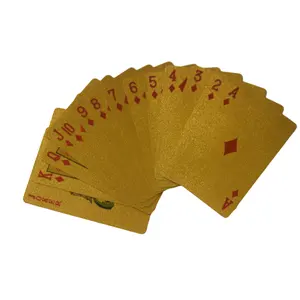 Durable Waterproof Playing Cards 24 18k Gold Foil Poker Golden Poker