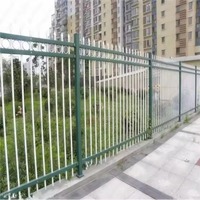 Valla de Jardín de Acero Moderna, Valla de Metal de Acero Galvanizado, Valla de Seguridad con Recubrimiento de Polvo Negro, Valla de Hierro Forjado con Parte Superior Plana