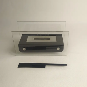 Moderno ecologico <span class=keywords><strong>bioetanolo</strong></span> camino da tavolo elegante nero con elegante vetro quadrato nero decorativo in metallo - Product Image 2