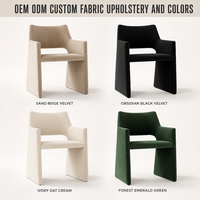 Meubles de maison rembourrés modernes de haute qualité coussin de conception créative nordique chaise de salle à manger en tissu à cadre en bois avec bras