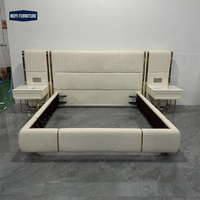 Direkt vom Hersteller: Luxuriöses Modernes Schlafzimmer-Set, Einzelbett/Kingsize-Bett, Weiches Bett mit Drehbarem Holzrahmen, Gepolstertes Lederbett mit Stauraum