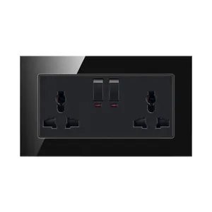 Zócalo de enchufe de pared rectangular de 2x3 agujeros, interruptor de pared con salida de neón, doble Polo, doble, 3 pines, británico, BS, UK, 250V, 15A