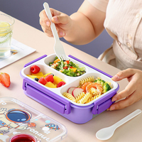 Boîte à lunch bento pour enfants, style mignon, 2 compartiments, couvercle en plastique sans BPA, chauffable, pour l'école