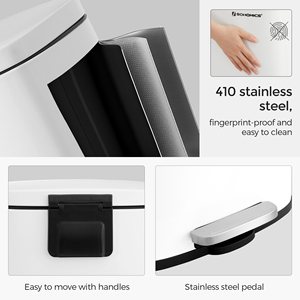 <span class=keywords><strong>Cubo</strong></span> de <span class=keywords><strong>Basura</strong></span> con Pedal de Acero Inoxidable Portátil <span class=keywords><strong>SONGMICS</strong></span> de 30L, Blanco, Ecológico, Duradero, para Uso en Interiores y Exteriores, para Baño y Cocina - Product Image 4