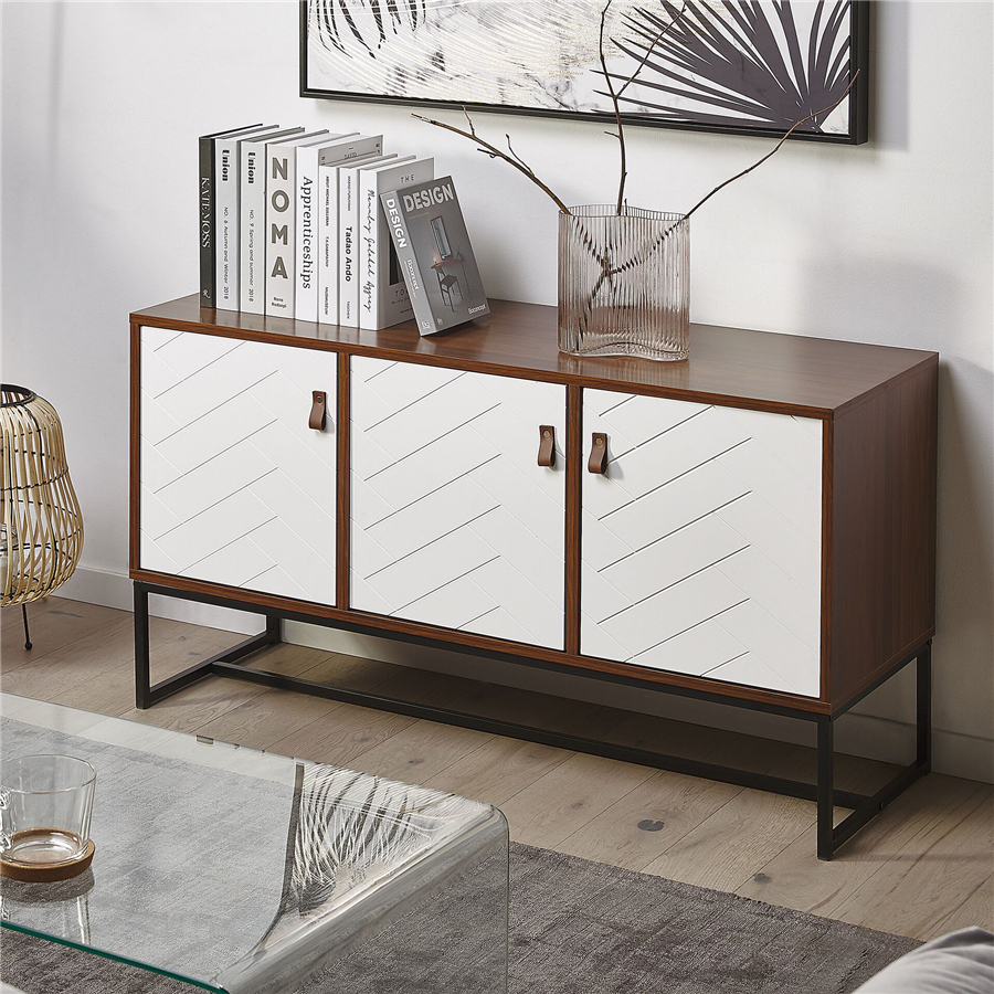 Dinning Room Furniture 3 Door Sideboard Dark Wood Buffet Cabinet White Cabinet