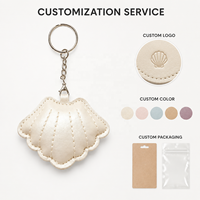 Porte-clés en cuir PU en forme de coquillage mignon, breloque pendentif, accessoire de décoration de sac DIY, porte-clés, cadeau pour femme