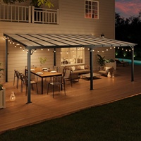 Pergola à toit rigide en métal 10x20FT, avec toit en polycarbonate, grandes auvents robustes à fixation murale