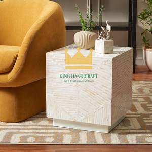 Table de chevet en nacre faite à la main pour chambre à coucher, salon, bureau - Product Image 1