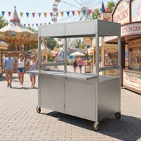 Comptoir pliable, portable, extensible, roulettes pivotantes, grand espace de rangement, étagère de présentation, structure en aluminium, structure durable