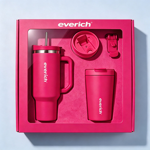 Set Regalo Everich: Tazza da Caffè da 14oz, Tumbler da Viaggio da 40oz in Acciaio Inox con Isolamento Sottovuoto, Manico <span class=keywords><strong>e</strong></span> Coperchio con Cannuccia, Antigoccia - Product Image 3