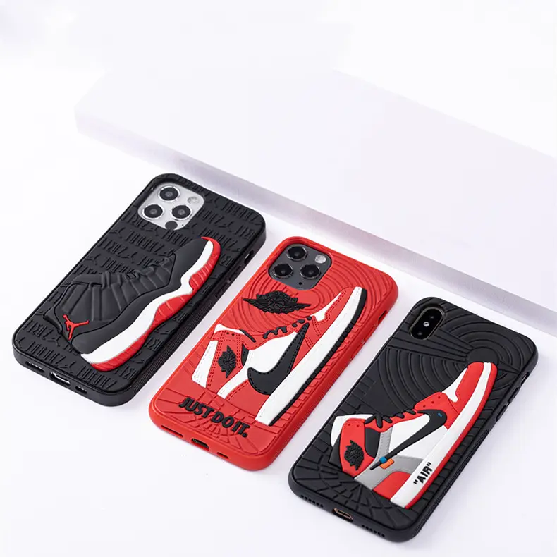 Casing ponsel silikon 3D tahan guncangan AJ, casing silikon sepatu basket untuk iPhone 15 Pro Max