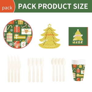 Ensemble de vaisselle sur le thème de Noël DAMAI comprenant des assiettes en papier en forme de sapin de Noël, des gobelets en papier et des serviettes pour la fête de Noël - Product Image 2