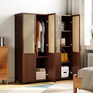 Armario de ratán minimalista de estilo chino con puertas dobles, gabinete de almacenamiento de gran capacidad para el hogar y el dormitorio. - Product Image 4