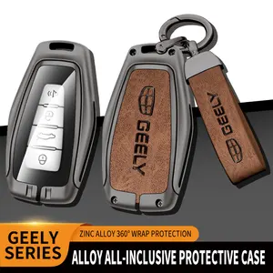 Casing Penutup Kunci Mobil Kulit Campuran Seng Baru untuk Geely Coolray Atlas Boyue NL3 Emgrand X7 EX7 SUV GT GC9 Borui Aksesori Jarak Jauh