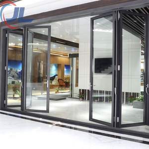 Portes coulissantes en aluminium à rupture <span class=keywords><strong>de</strong></span> pont thermique, grandes portes en verre pour balcon extérieur, résistantes aux ouragans, NFRC, 4 rails - Product Image 1