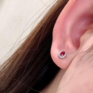 Pendientes de Oro Puro de 18K Xinfly para Mujer, Forma Ovalada, 0.40ct Rubí Natural, 0.10ct Diamante, Joyería para Bodas, Fiestas y Regalos - Product Image 4