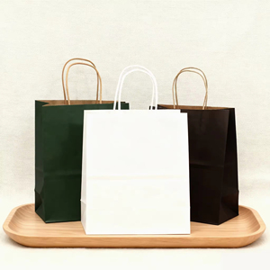 Bolsa de Compras de Papel Kraft Blanca y Marrón con Asas Retorcidas e Impresión de Logotipo - Product Image 2