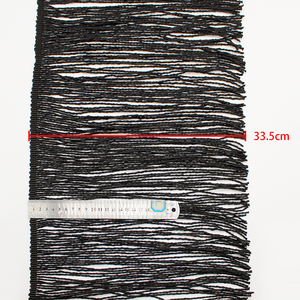 Frangia in Filo di Poliestere Nero Larga 33,5 CM con Motivo Floreale per Costumi da Ballo Sexy e Bordi di Tende - Product Image 2