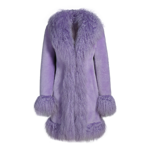 <span class=keywords><strong>Cappotto</strong></span> in Vera Pelliccia di Pecora Jxwatcher con Collo e Polsini in Vera Pelliccia Mongola, Elegante <span class=keywords><strong>Cappotto</strong></span> Invernale in Lana e Pelliccia di Agnello con <span class=keywords><strong>Tasche</strong></span> - Product Image 1