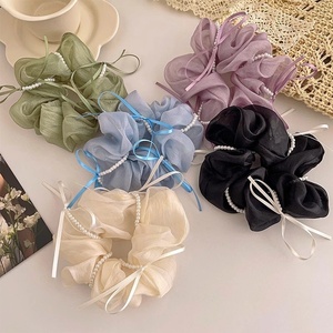 <span class=keywords><strong>Papillon</strong></span> <span class=keywords><strong>noeud</strong></span> perlé maille chouchou haut de gamme doux tempérament <span class=keywords><strong>chignon</strong></span> cheveux cravate pour femmes élastique élastique pour queue de cheval - Product Image 3