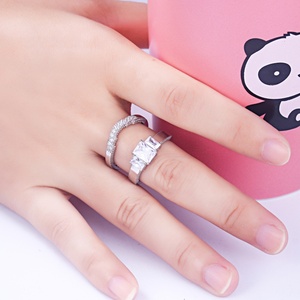 Handmade Rhodium Plated Sweetheart Forever <b>Couple</b> Ring Zircon Fashion Eternity <b>Band</b> Unisex <b>Wedding</b> Party CMA Certified - Product Image 4