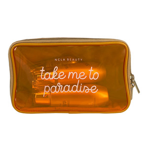 Trousse de Maquillage Transparente en PVC Brillant et Écologique pour Femme avec Fermeture Éclair, Motif Lettre et Design Trolley Mignon - Product Image 1