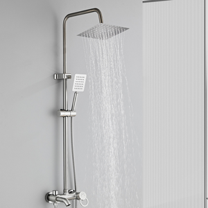 Ensemble de douche mural effet pluie pour salle de bain, design hôtelier, <span class=keywords><strong>kit</strong></span> mitigeur 3 voies avec pommeau pour rénovation de salle de bain - Product Image 1