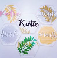 Plaques d'escorte blanches transparentes personnalisées, cartes nominatives en acrylique transparent, cartes de place pour mariage