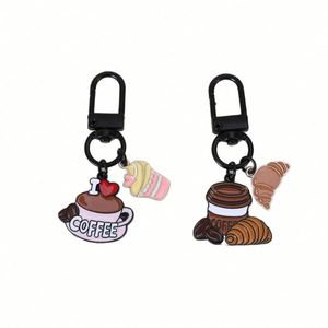 Porte-clés et pendentif de sac de téléphone portable personnalisable, design moderne, mignon, en forme de croissant et de cupcake, thème café et dessin animé - Product Image 5
